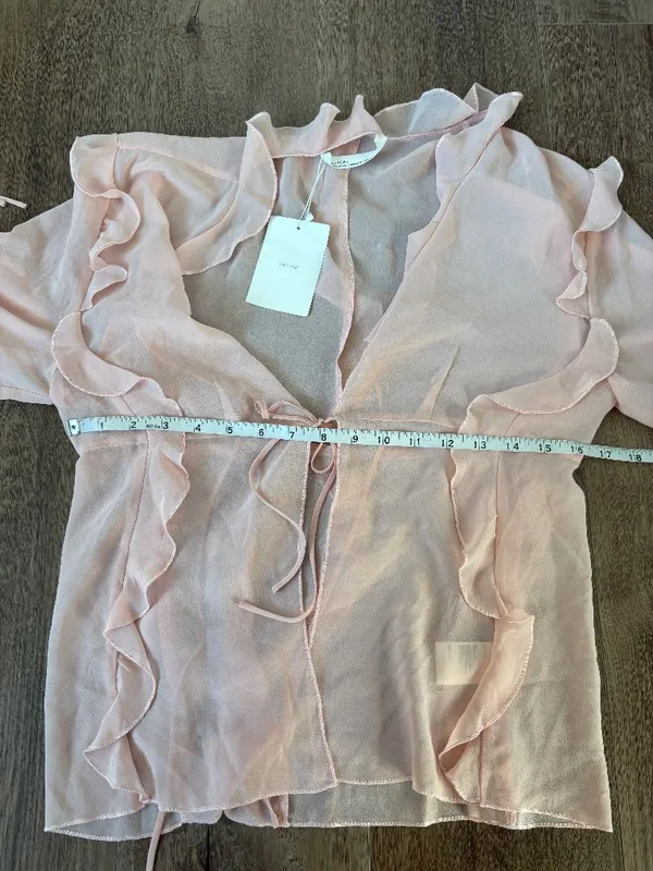 Oak and Fort Pink Ruffle Chiffon Top - Size Medium - Image 5