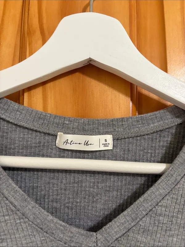 Nordstrom Active USA Size Small Grey Ribbed Long-Sleeve Shirt - Image 2