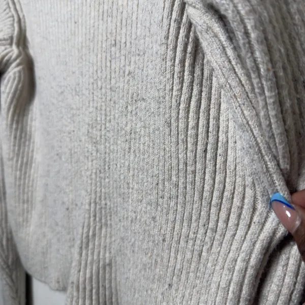 Marine Layer Womens Isla Knit Turtleneck Sweater S Cream Ribbed Donegal‎ Speckle - Image 5