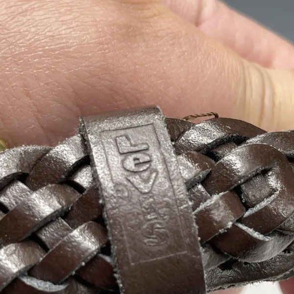 Vintage Levi's Brown Leather Woven Belt w/Brass Size‎ S Small - Image 3