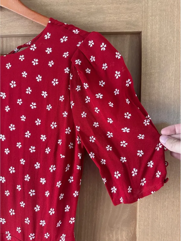 Reformation Bard Floral-Print Crepe Mini Dress in Red Women’s size 6 - Image 4