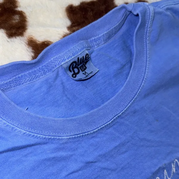 Wyoming Embroidered Blue Tee M Western Cottagecore Graphic Shirt - Image 3