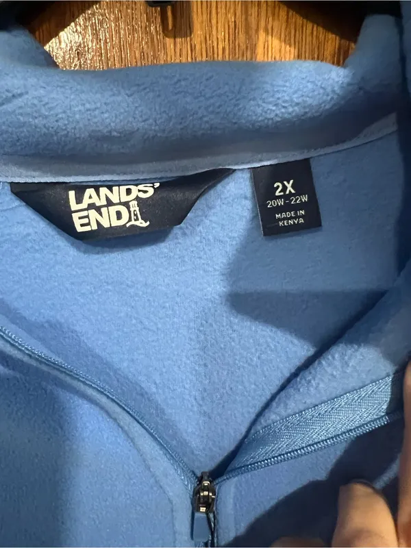 Lands' End Sky Blue Quarter-Zip Fleece Pullover - Image 3