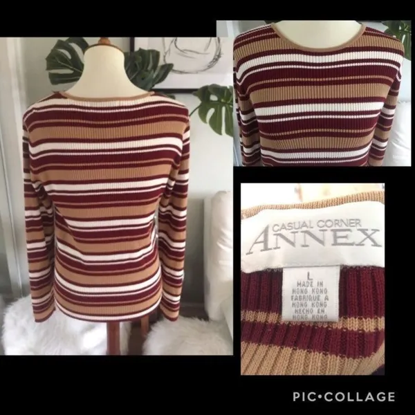 Casual Corner Annex Women’s Striped Lightweight Sweater Size Large - Image 5