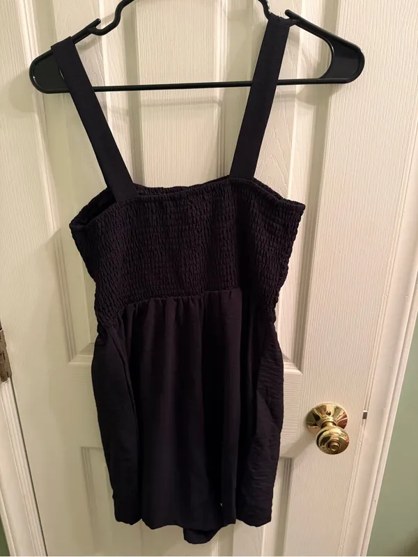 Source Unknown Black Smocked Romper with Wide Straps - Image 3