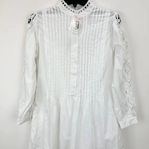Madewell Pintucked Eyelet Mini Dress Boho Cotton Cottagecore White Small NWT - Image 8