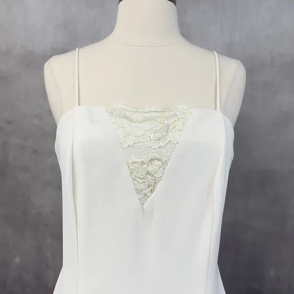 Feminine Lace Trim Slip Dress Size 5/6 Mini Sequin Bridal Romantic Cocktail‎ - Image 3