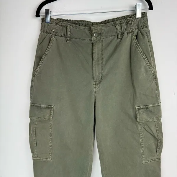 American Eagle Cargo Relaxed Mom Jogger Sz 10 Olive Army Green Cotton Blend - Image 8