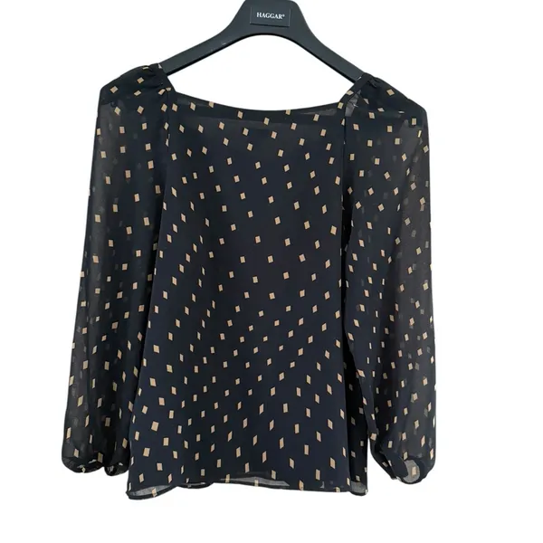 Ann Taylor Black Blouse with White Dots - Image 3