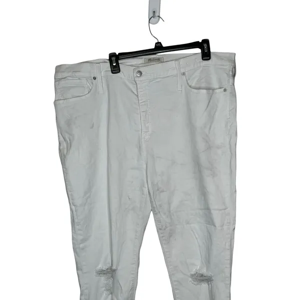 Madewell Women's Jeans‎ Ripped Skinny Cropped 9” High-Rise Denim White Size 36 - Image 2