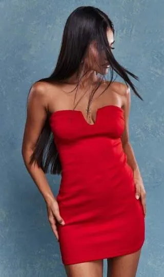 Red Mini Dress Size M - Image 2