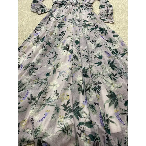 Ivy City Co Sweet Caroline Floral Maxi Dress Size M Lavender Wrap Smocked Sleeve - Image 16