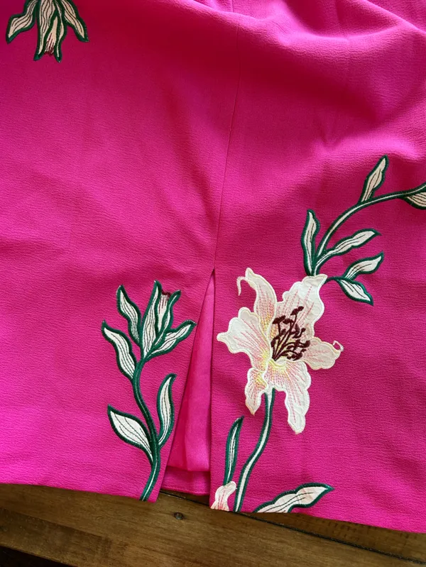 Dress the Population Nicole Floral Tropical Fuchsia Cocktail Dress L - Image 11