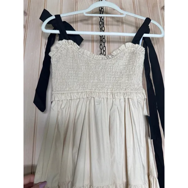 NWT Lulus Bembe Beige Tie-Strap Tiered Maxi Dress Coquette Holiday Resort Sz S - Image 5