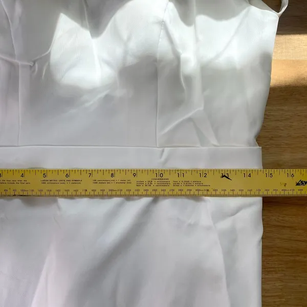 NWT Zapaka White Mermaid Square Neck Satin Long Wedding Dress with Sweep Train L - Image 10