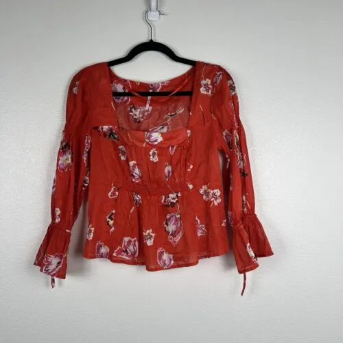 Free People Cherish The‎ Light Floral Blouse Sz S - Image 4