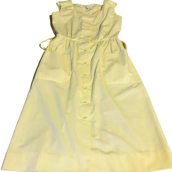 Vintage 1980'S Tanner Pale Yellow Sleeveless Shirt Dress With Belts (6) - Image 10