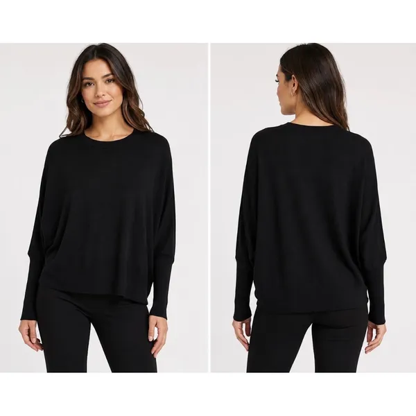 NWT Karen Kane Black Rosy Rebel Dolman Sleeve Sweater Sz S Relaxed Fit Crew Neck - Image 2