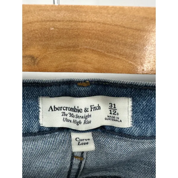 Abercrombie The 90s Straight Ultra High Rise Women 12S Curve Love‎ Stretch - Image 6