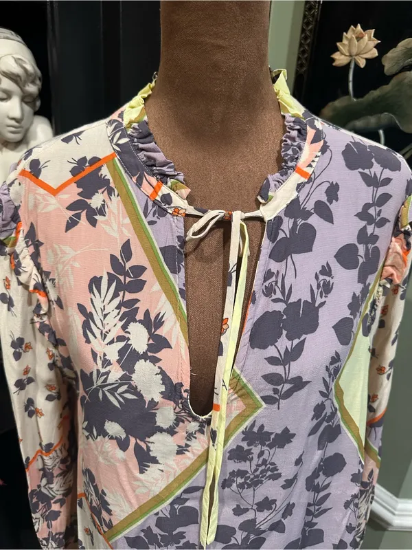 Sanctuary “After Party” Boho Floral Tie‑Neck Blouse – Size Medium - Image 7