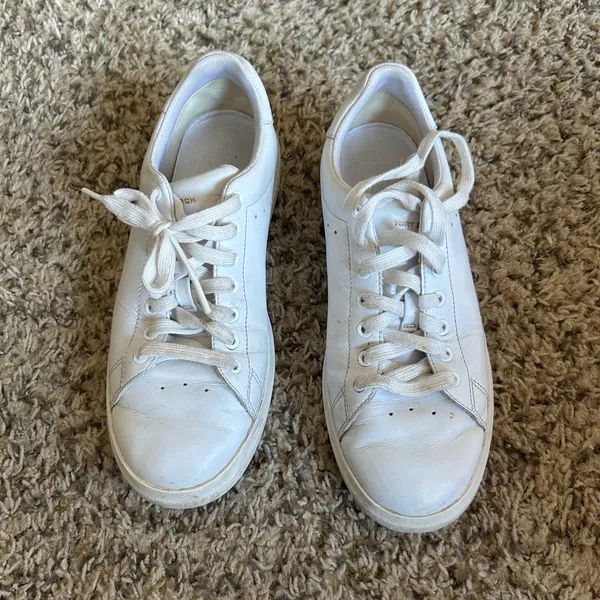 Tory Burch Cream Leather Low-Top Sneakers - Image 3