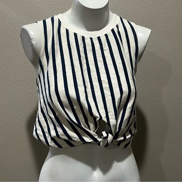 Zara Women's Striped Knotted Crop Tank Top Multicolor Size S - Image 6