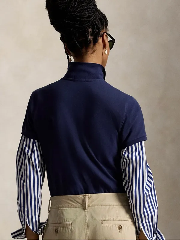 Polo Ralph Lauren Slim Fit Stretch Polo Shirt | Size: M | Newport Navy - Image 4
