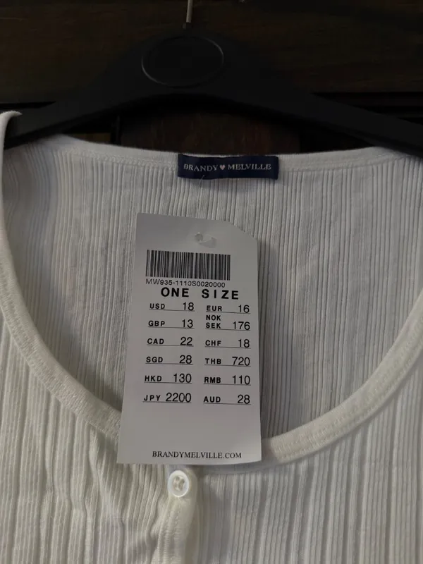 Brandy Melville new white ribbed top - Image 2