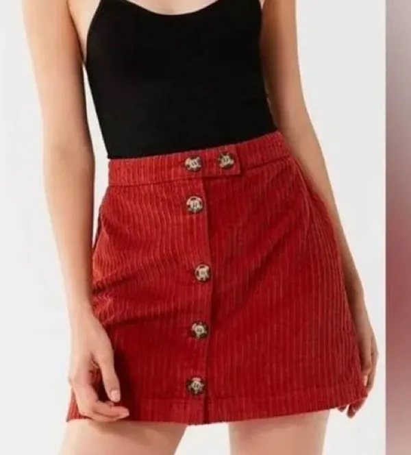 Urban Outfitters BDG Jumbo Corduroy Button-Down Mini Skirt in Red Rust sz Small - Image 3
