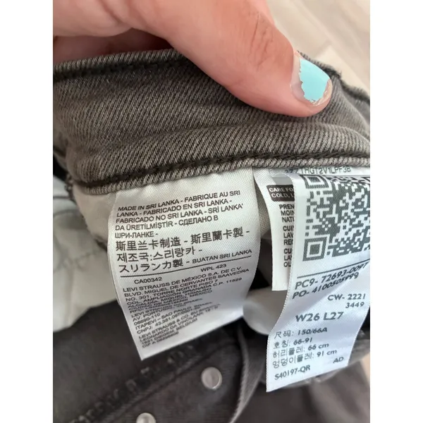 Levis Ribcage Straight Ankle Jeans Gray High Rise Button Fly W26 L27 - Image 6