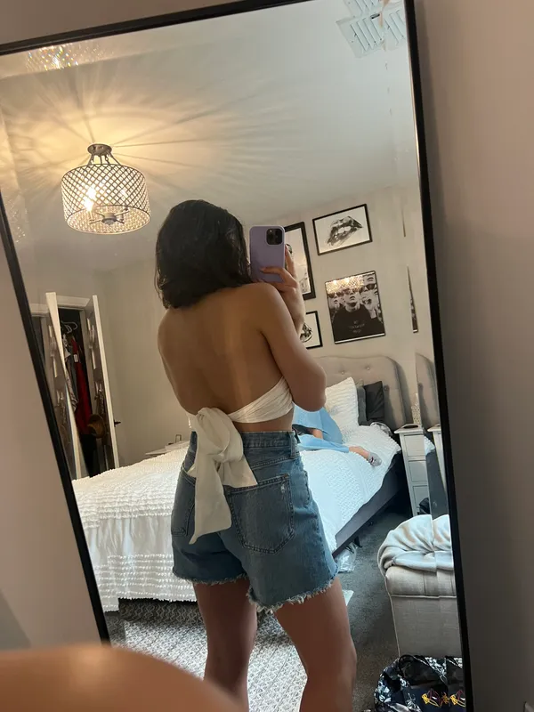 ZARA White Scoop Crop Top - Image 3