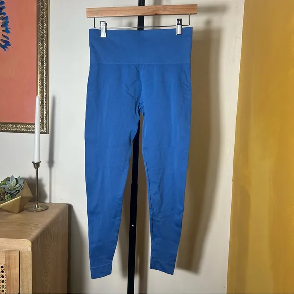 SET Active Sculptflex High Rise‎ Seamless Leggings Crop Gym Yoga Blue Size M - Image 3