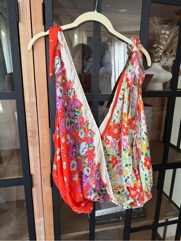 Free People tied to you crop top tank fiesta colorful patchwork bandana floral - Image 2