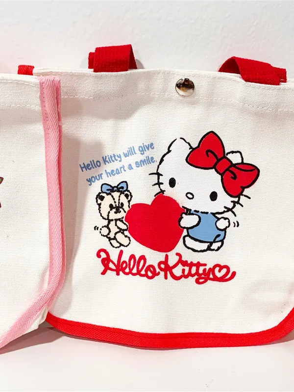 My Melody Hello Kitty Mini Canvas Tote Bag Lot of 2 NEW - Image 4
