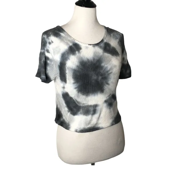 Brandy Melville Tie‎ Dye Crop Top Ribbed Blue Short Sleeve Women Size One Size - Image 4