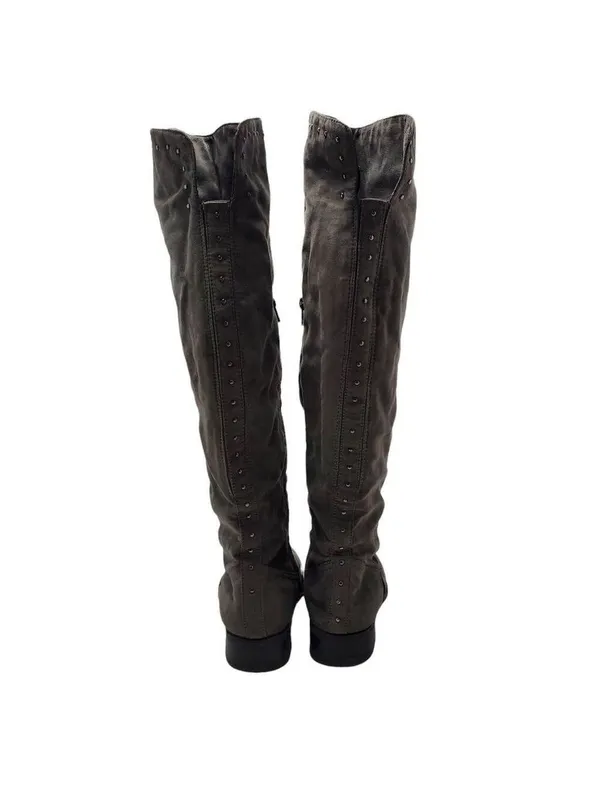 Lime Light Joaquin Faux Suede Studded Knee High Tall Gray Riding Boots Size 9 - Image 8