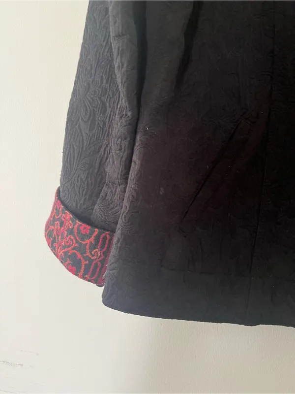 Chicos Black Textured Blazer Jacket Medium Festival Artsy Boho Embroidered - Image 5