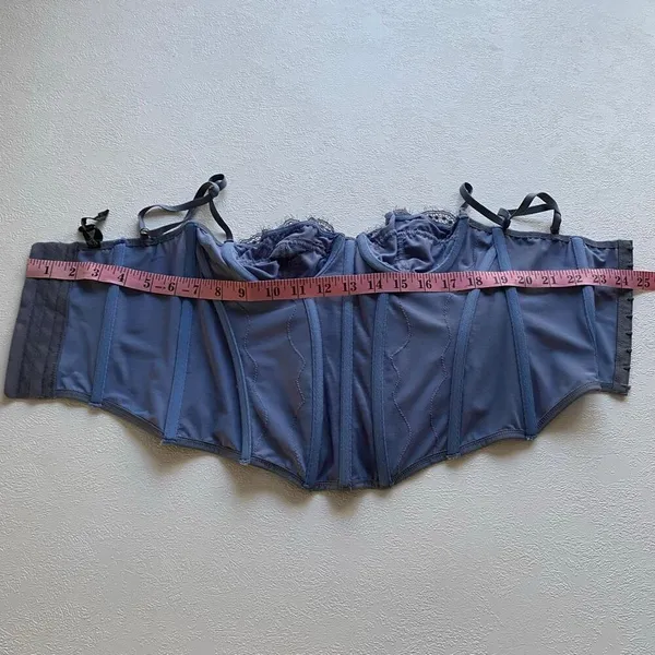 Ardene Blue Lace Corset Top Medium Bustier Sheer Mesh Boning Coquette - Image 7