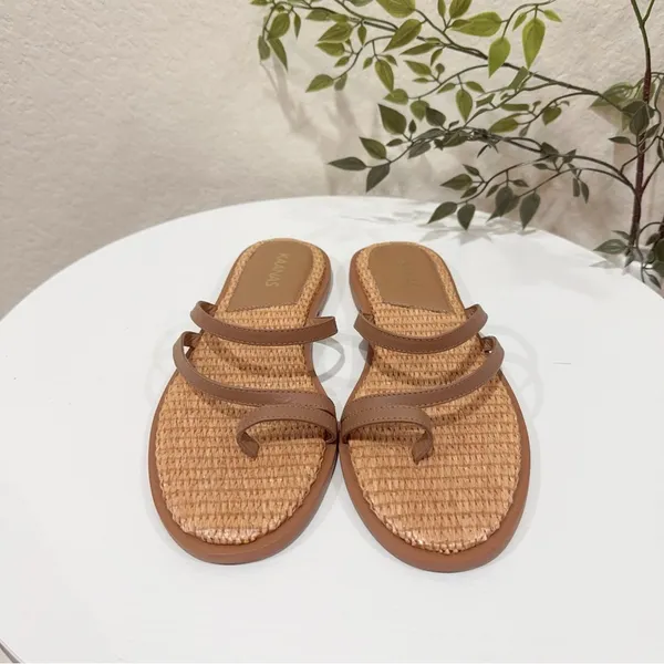 Kaanas Azores Naked slide Sandals Caramel Flats Size 6 NWOB - Image 3