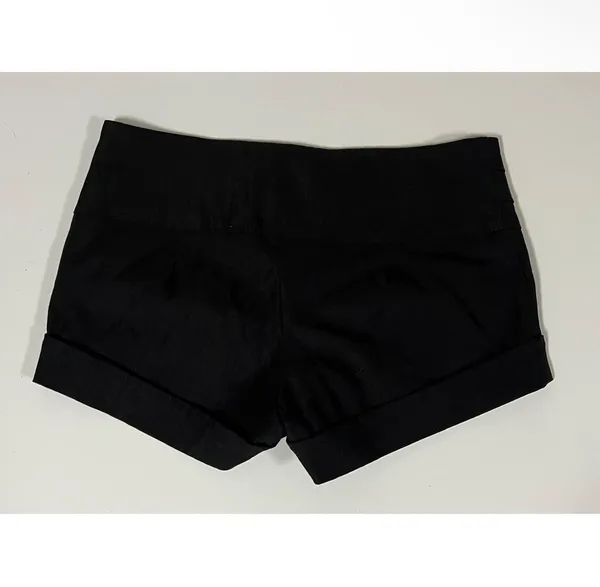 Black Solid Buttoned Cuffed Shorts Bottoms Size XS 🖤 - Image 3
