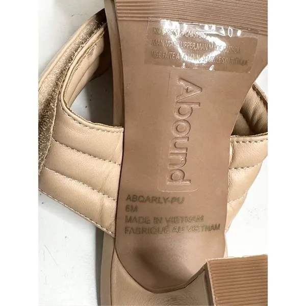 Abound Carly Tan Puffy Quilted Square‎ Toe Heeled Mules Sandals 6M ABQARLY-PU - Image 6