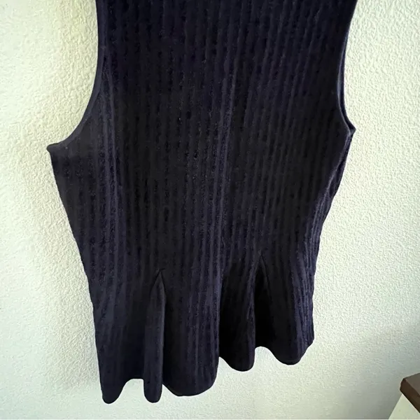 Ann Taylor Blue Ribbed Textured Peplum Top Tank Shirt Blouse Medium - Image 6