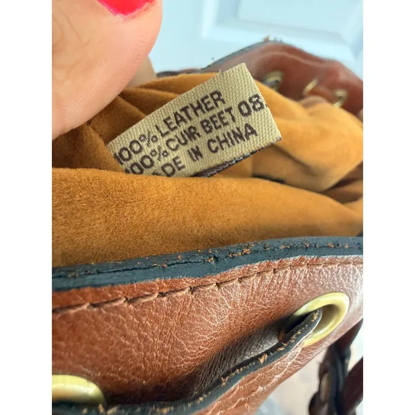 Patricia Nash‎ Alma Bucket Bag Brown Leather Drawstring Crossbody Pockets Cognac - Image 6