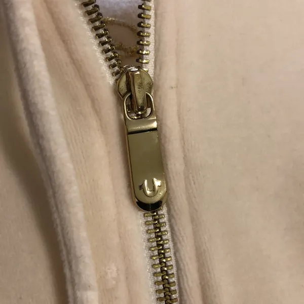 True Religion velour Cream Full zip up hoodie Sweatshirt M - Image 9