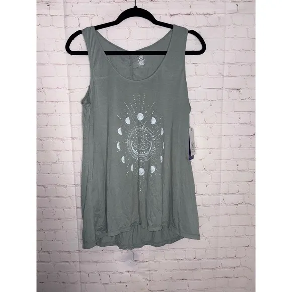NEW Gaiam Harmony Tank Luna Sage Green Moon Phase Graphic Yoga Top Size M - Image 2