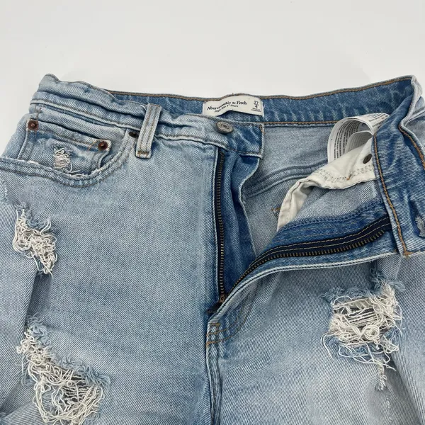 Abercrombie Fitch Y2K Mom Jean Women Short Sz 4/27 Festival Cutoff Denim Indie - Image 2