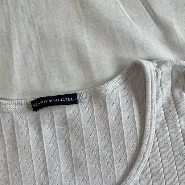 Brandy Melville White Henley Baby Tee Soft Feminine Y2K - Image 2