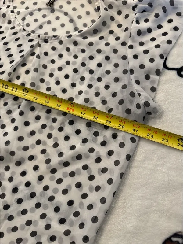 EGO Women's Polka-Dot Top with Pleated Shoulders Size L - Image 5