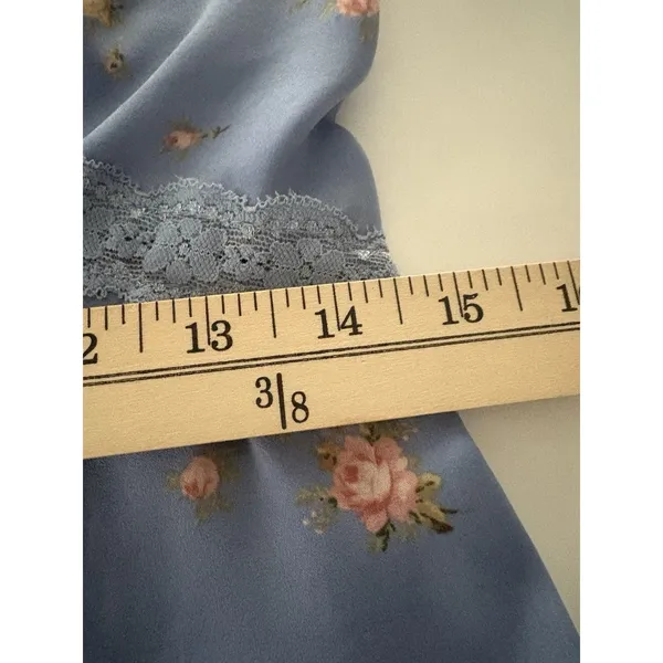 Forever 21 Y2K Babydoll Top Blue Foral Camisole Lace L Cottagecore Coquette Soft Dainty - Image 10