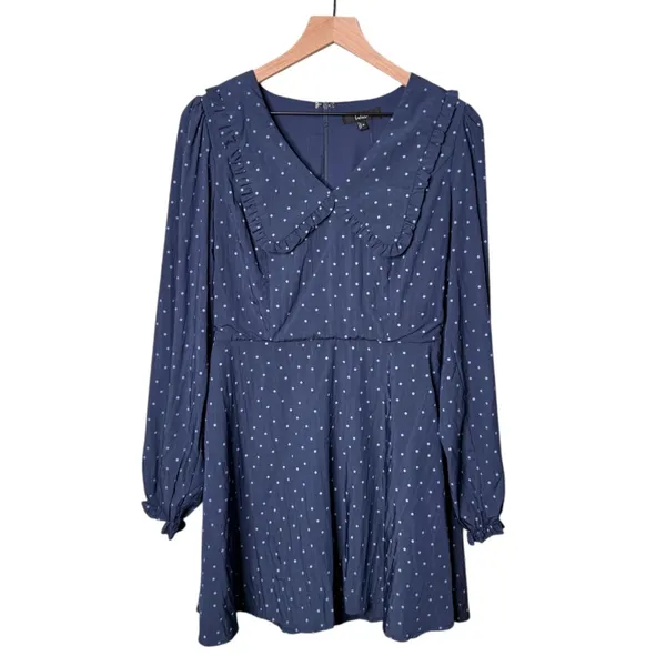 NWT Lulus Sweetie Aura Polka Dot Mini Dress Navy Blue Women’s Size Medium - Image 4